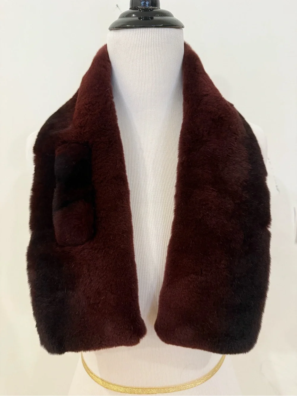 Sheared Mink Fur Scarf - Deep Burgundy